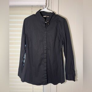 Soft Surroundings Women’s Black Button Down Long Sleeve Large Cotton Blouse Top